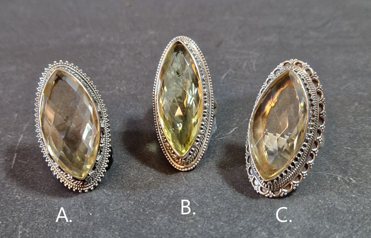Filigran Ring Silver - Citrin Cabochon - 3 sorter - 2