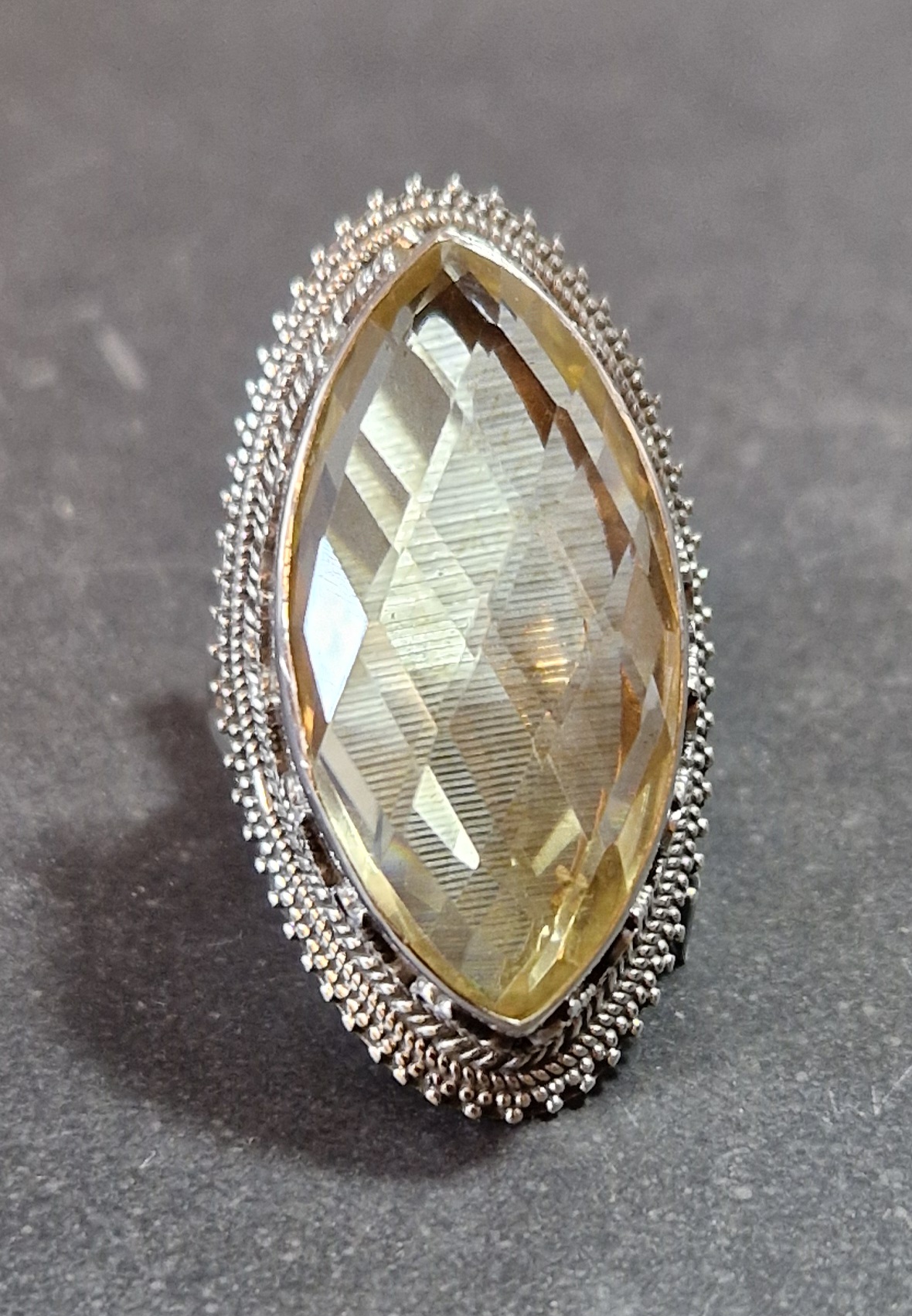 Filigran Ring Silver - Citrin Cabochon - 3 sorter - 3