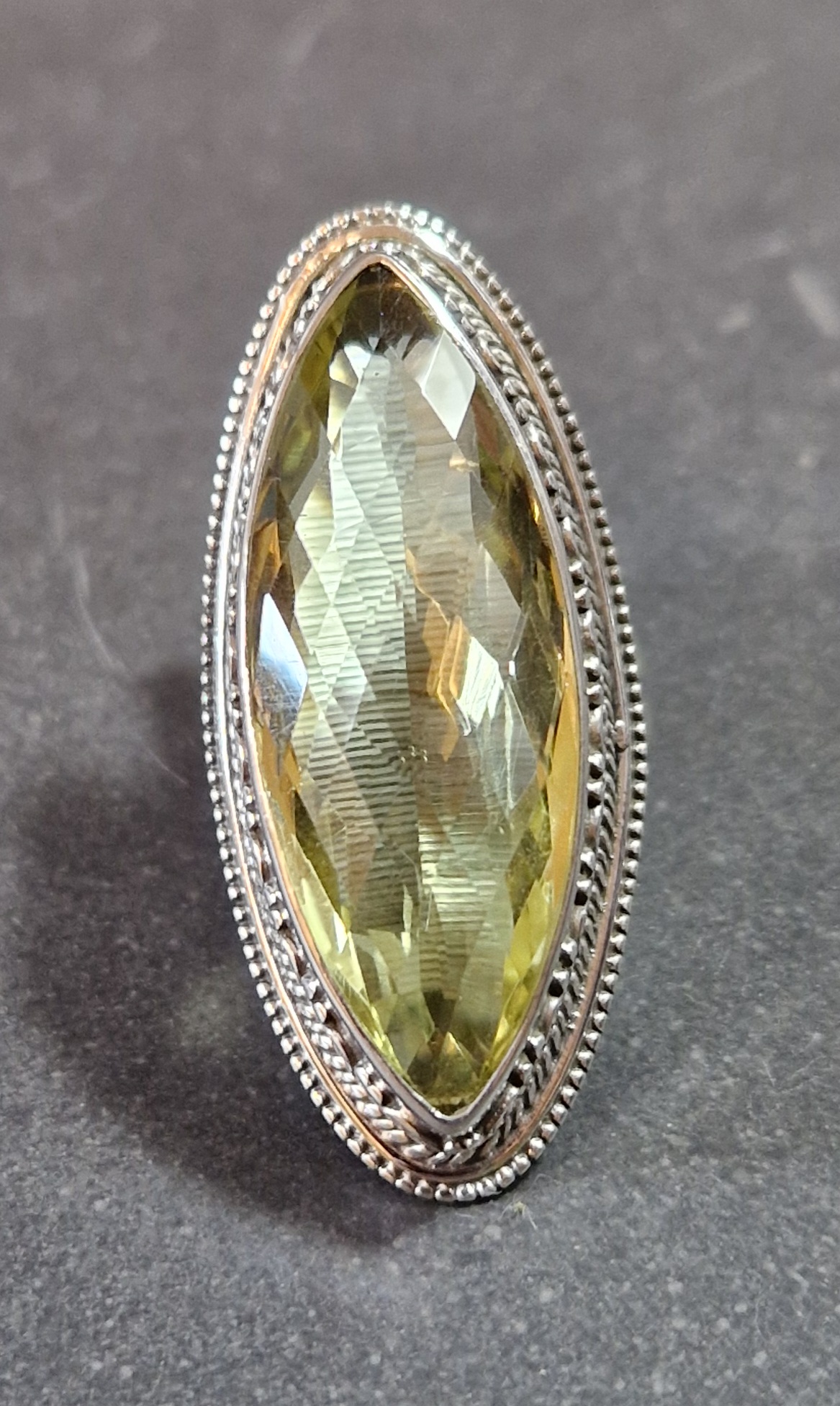 Filigran Ring Silver - Citrin Cabochon - 3 sorter - 5