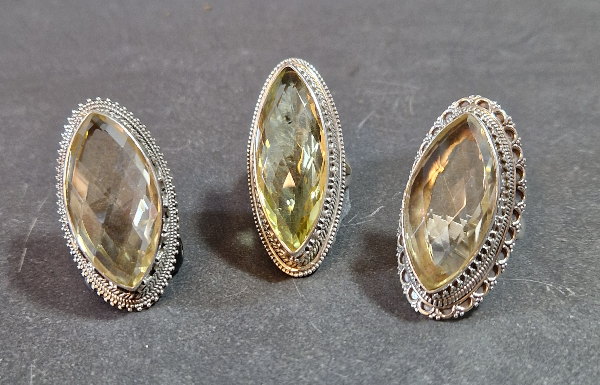 Filigran Ring Silver - Citrin Cabochon - 3 sorter