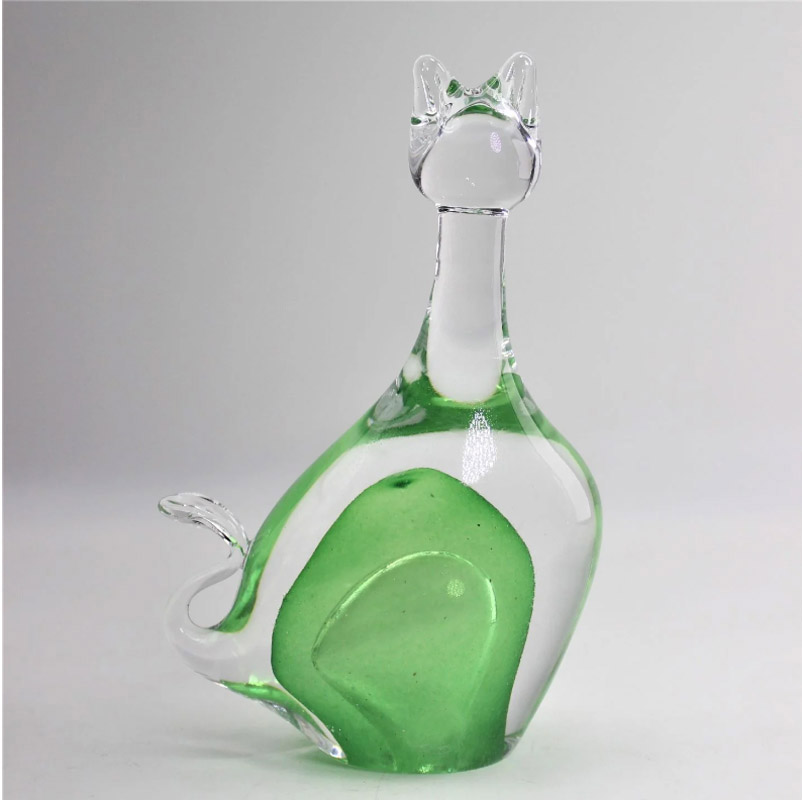 Sommerkatt Forest Green - Glassskulptur