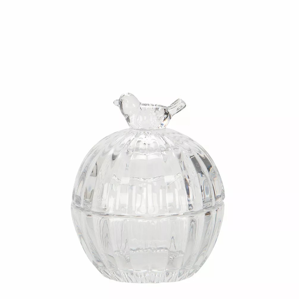 Glasburk med fågel