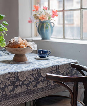 Textilvaxduk akrylatduk Provence blå avtorkningsbar 250x140cm shabby chic lantlig stil Gårdsromantik