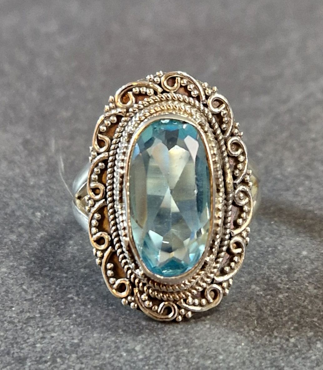 Filigran Ring Silver - Topas Cabochon