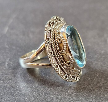 Filigran Ring Silver - Topas Cabochon