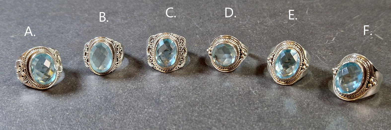 Filigran Ring Silver - Topas Cabochon - 6 sorter - 3