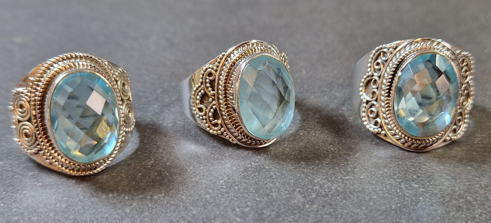 Filigran Ring Silver - Topas Cabochon - 6 sorter