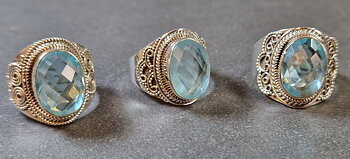 Filigran Ring Silver - Topas Cabochon - 6 sorter