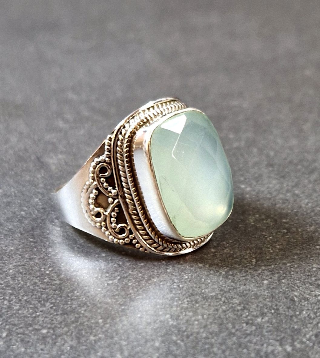 Filigran Ring Silver - Blå Kalcedon Cabochon  - 3