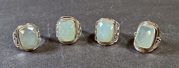 Filigran Ring Silver - Blå Kalcedon Cabochon 