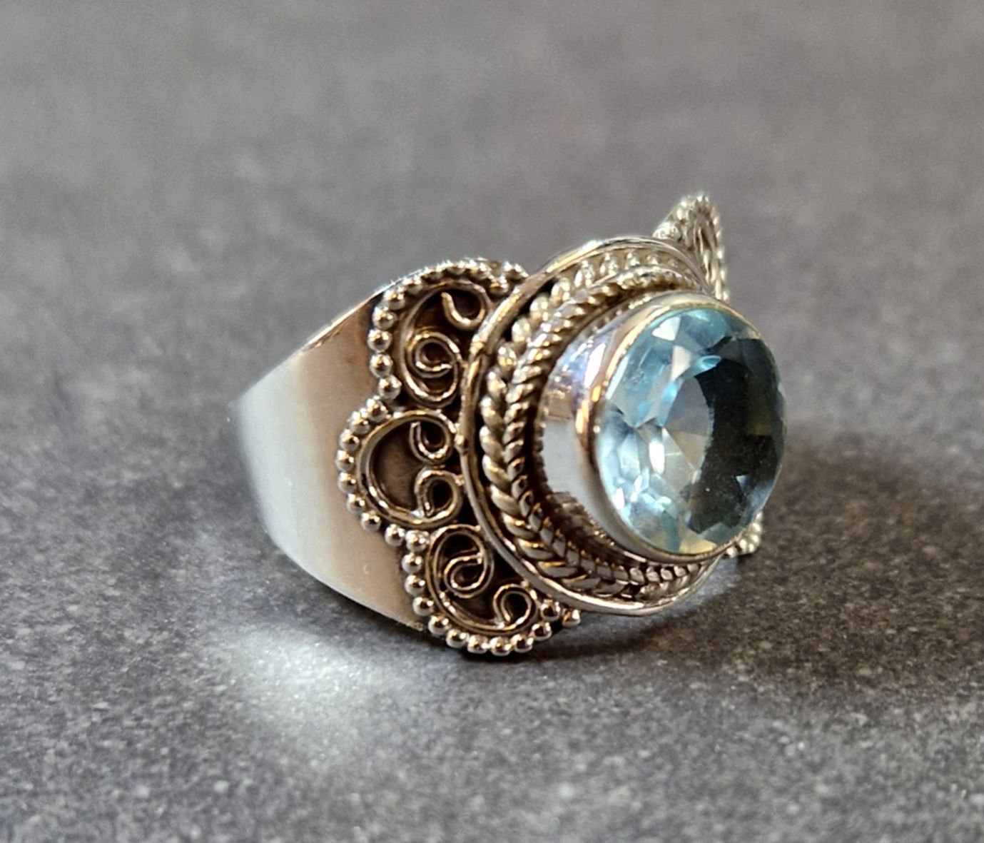 Filigran Ring Silver - Topas Cabochon - 4 sorter - 3