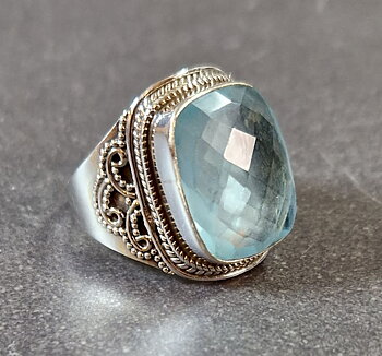 Filigran Ring Silver - Topas Cabochon - 3 sorter