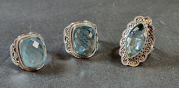 Filigran Ring Silver - Topas Cabochon - 3 sorter