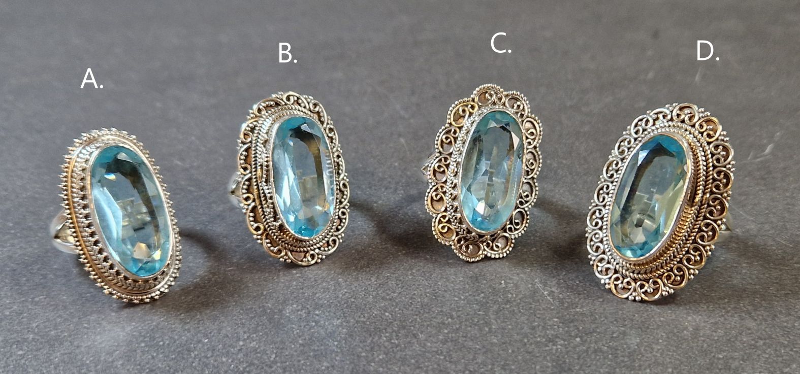 Filigran Ring Silver - Topas Cabochon - 4 sorter - 2