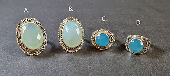 Filigran Ring Silver - Blå Kalcedon Cabochon - 4 sorter