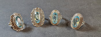 Filigran Ring Silver - Topas Cabochon - 3 sorter