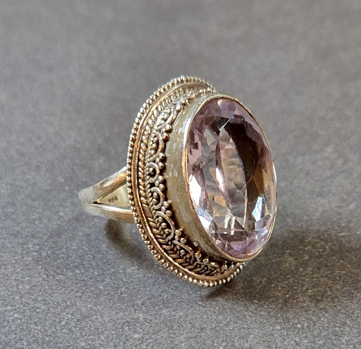 Filigran Ring Silver - Ametist Cabochon - 4