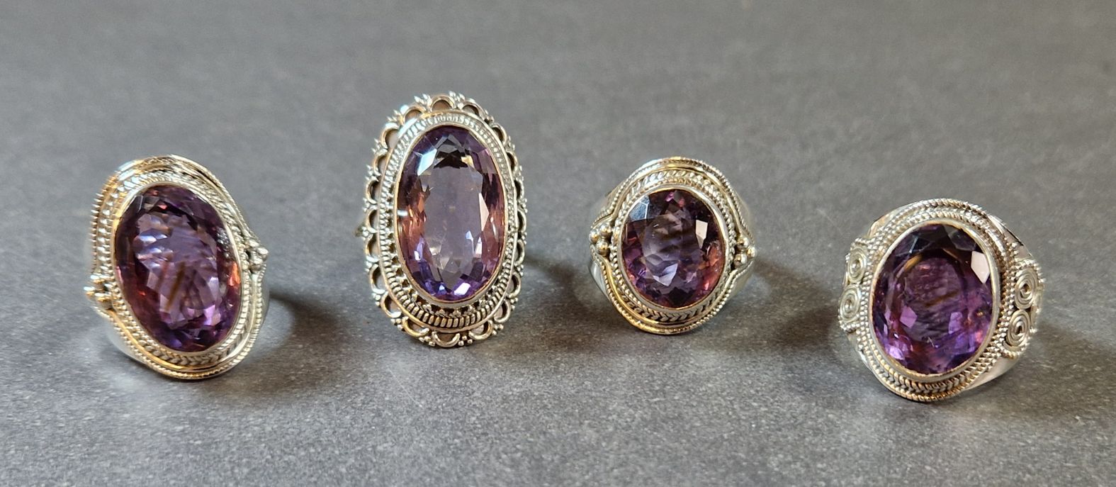 Filigran Ring Silver - Ametist Cabochon