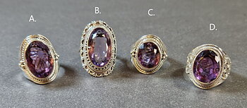 Filigran Ring Silver - Ametist Cabochon