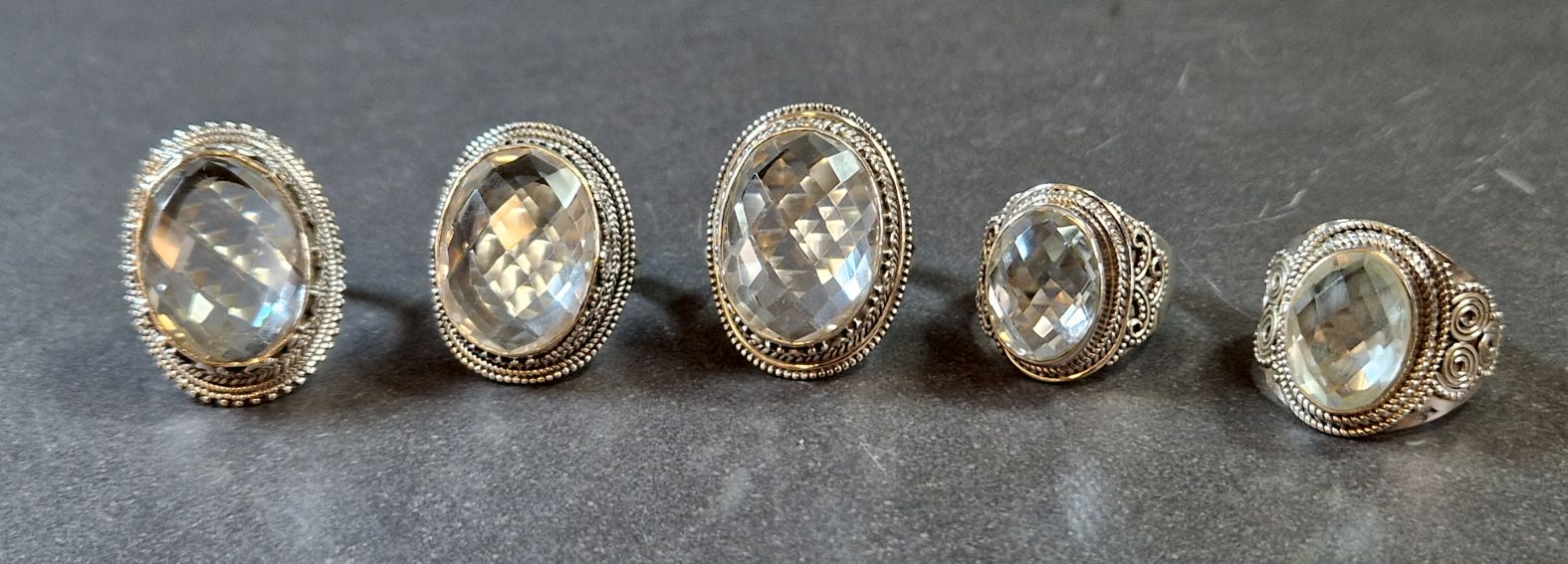 Filigran Ring Silver - Bergkristall Oval Cabochon 