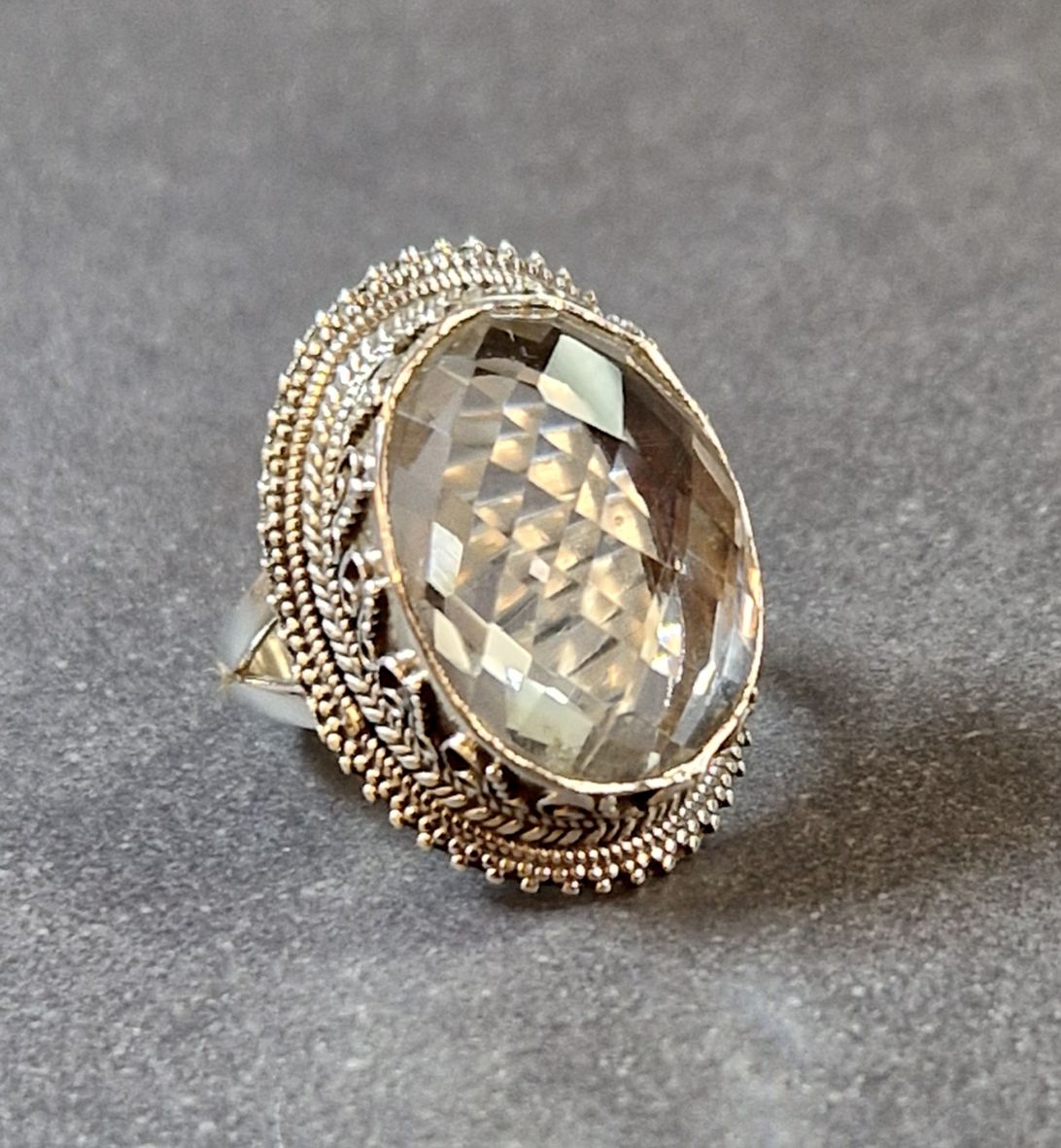 Filigran Ring Silver - Bergkristall Oval Cabochon  - 3