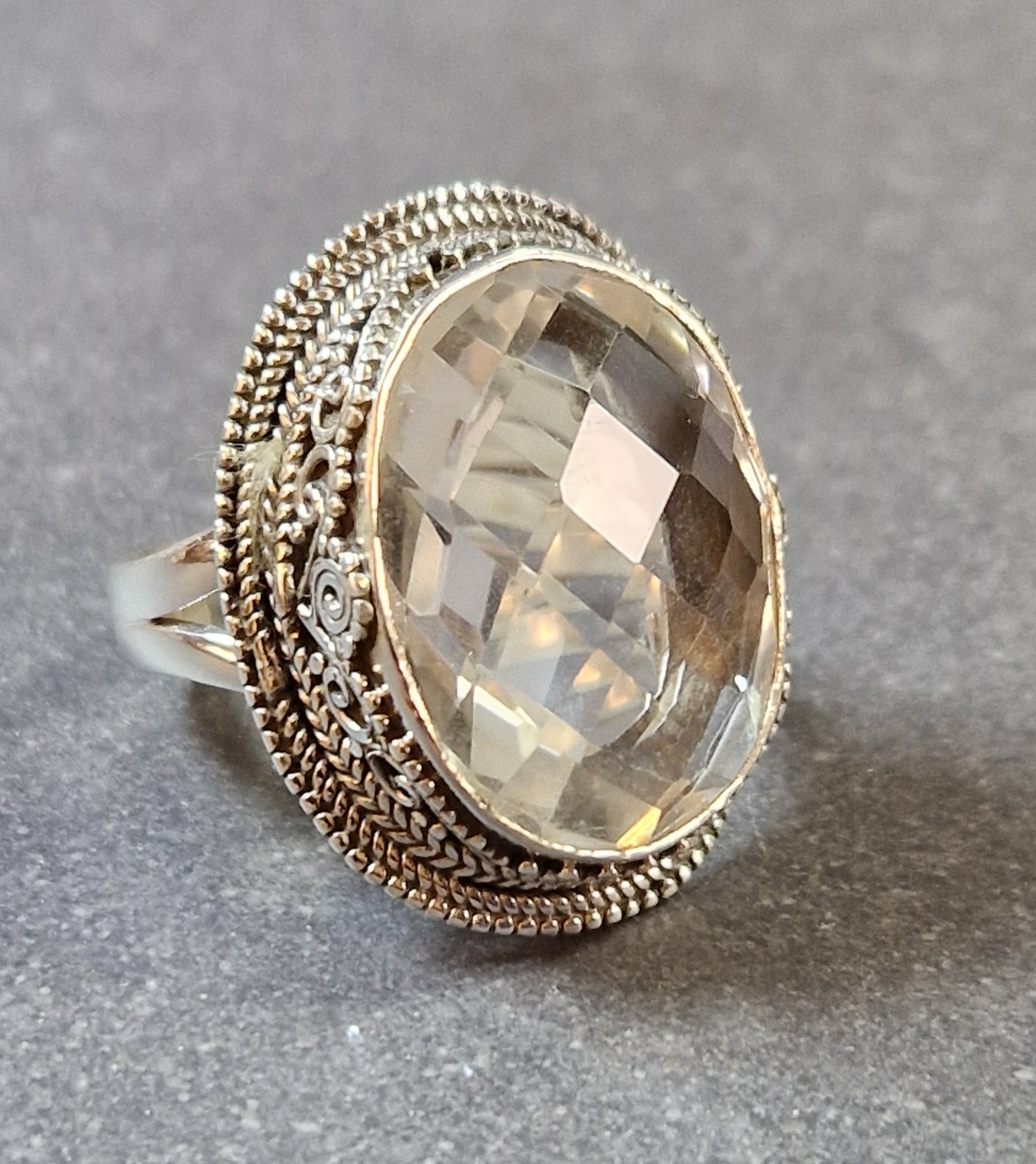 Filigran Ring Silver - Bergkristall Oval Cabochon  - 4