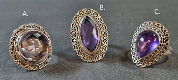Filigran Ring Silver - Ametist Cabochon