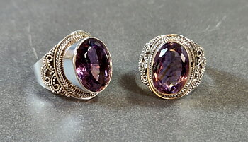 Filigran Ring Silver - Ametist Cabochon