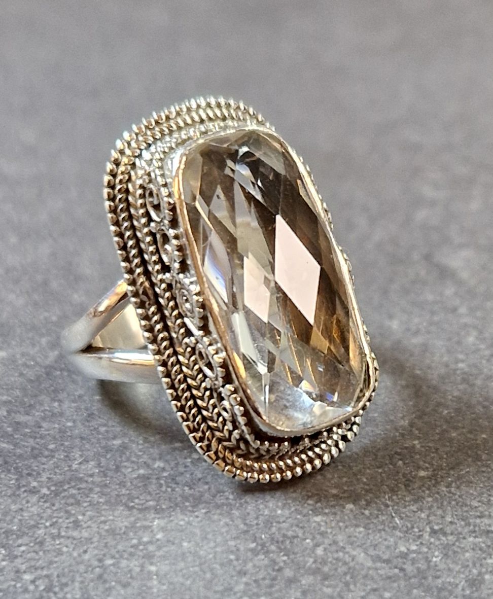 Filigran Ring Silver - Bergkristall Cabochon - 3