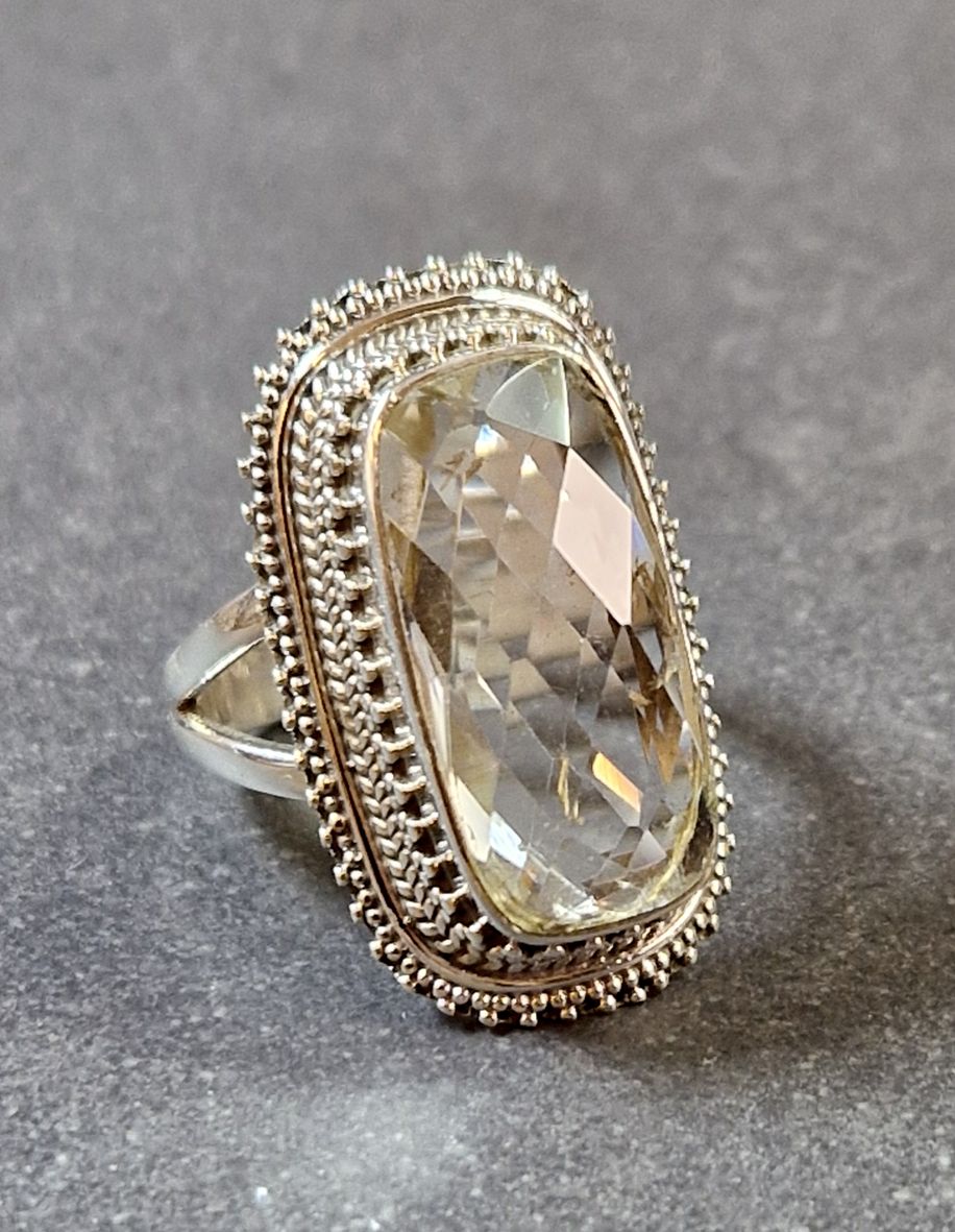 Filigran Ring Silver - Bergkristall Cabochon - 4