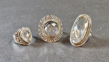 Filigran Ring Silver - Bergkristall Cabochon