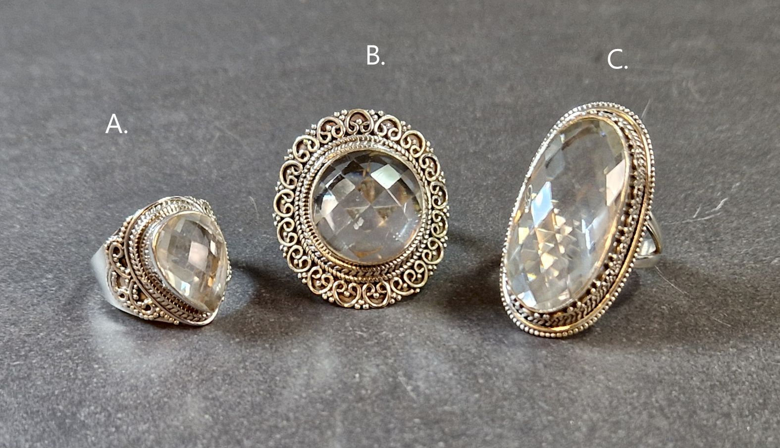 Filigran Ring Silver - Bergkristall Cabochon - 2