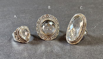 Filigran Ring Silver - Bergkristall Cabochon