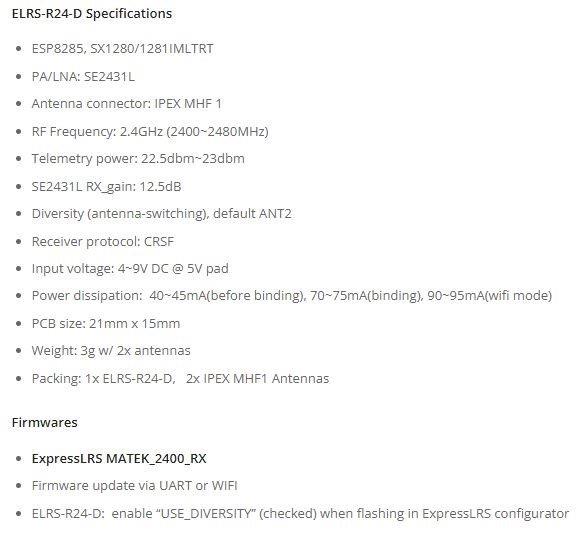 Mateksys ELRS-R24-D 2.4GHz mottagare - 3