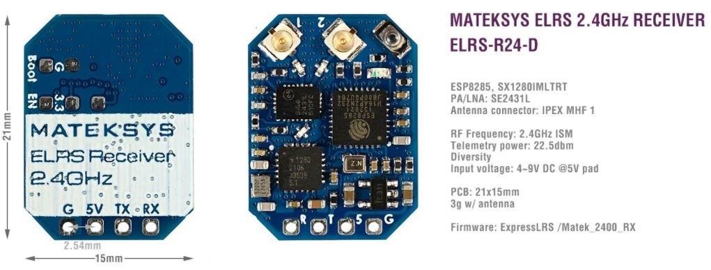 Mateksys ELRS-R24-D 2.4GHz mottagare - 2