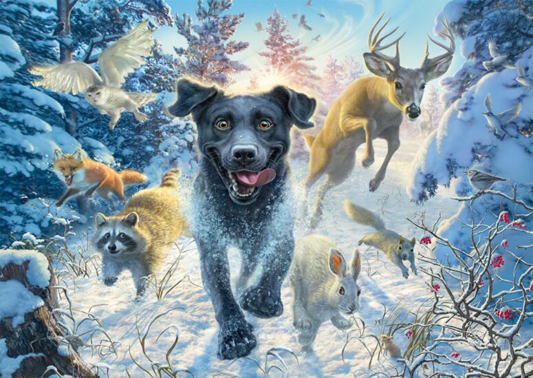 Black Labrador in the Snow, 1000 Bitar Schmidt