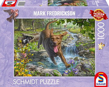 Springtime Cavorting with a Labrador Retriver, 1000 Bitar Schmidt