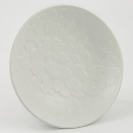 Gertrud Lönegren (Capri 1936) White Bowl with Leaf Relief 19 cm