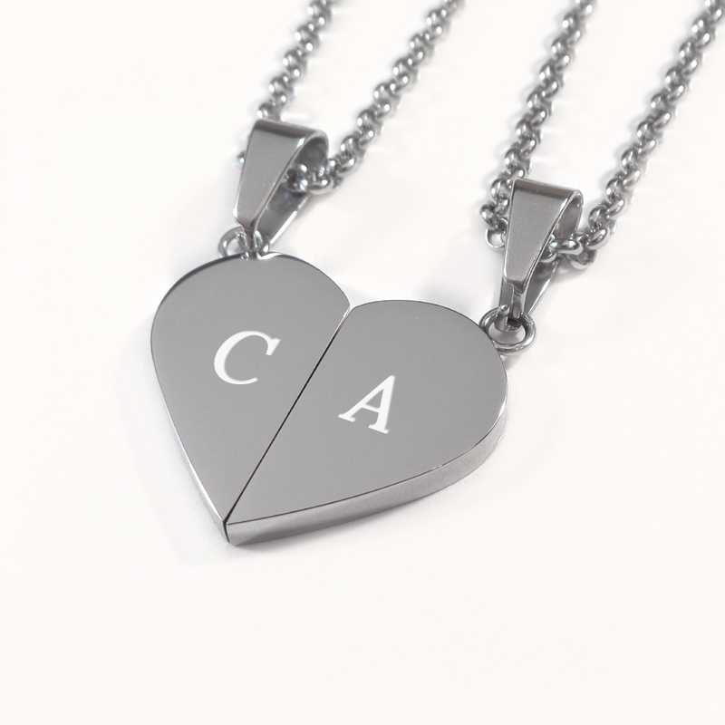 Paar-Schmuck Herz, Buchstabe Halskette - Edelstahl
