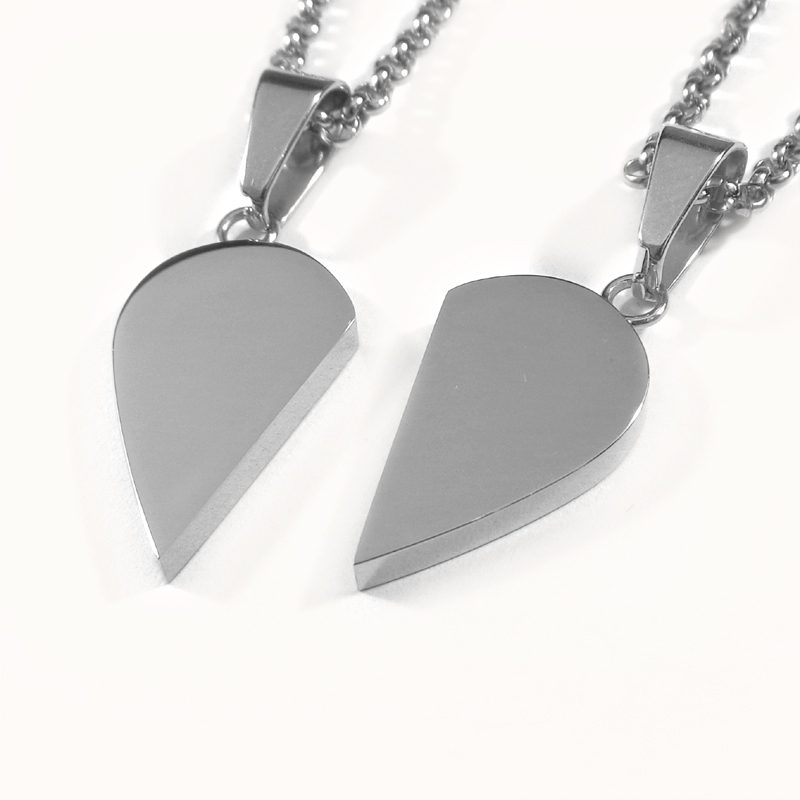 Paar-Schmuck Herz, Buchstabe Halskette - Edelstahl - 2