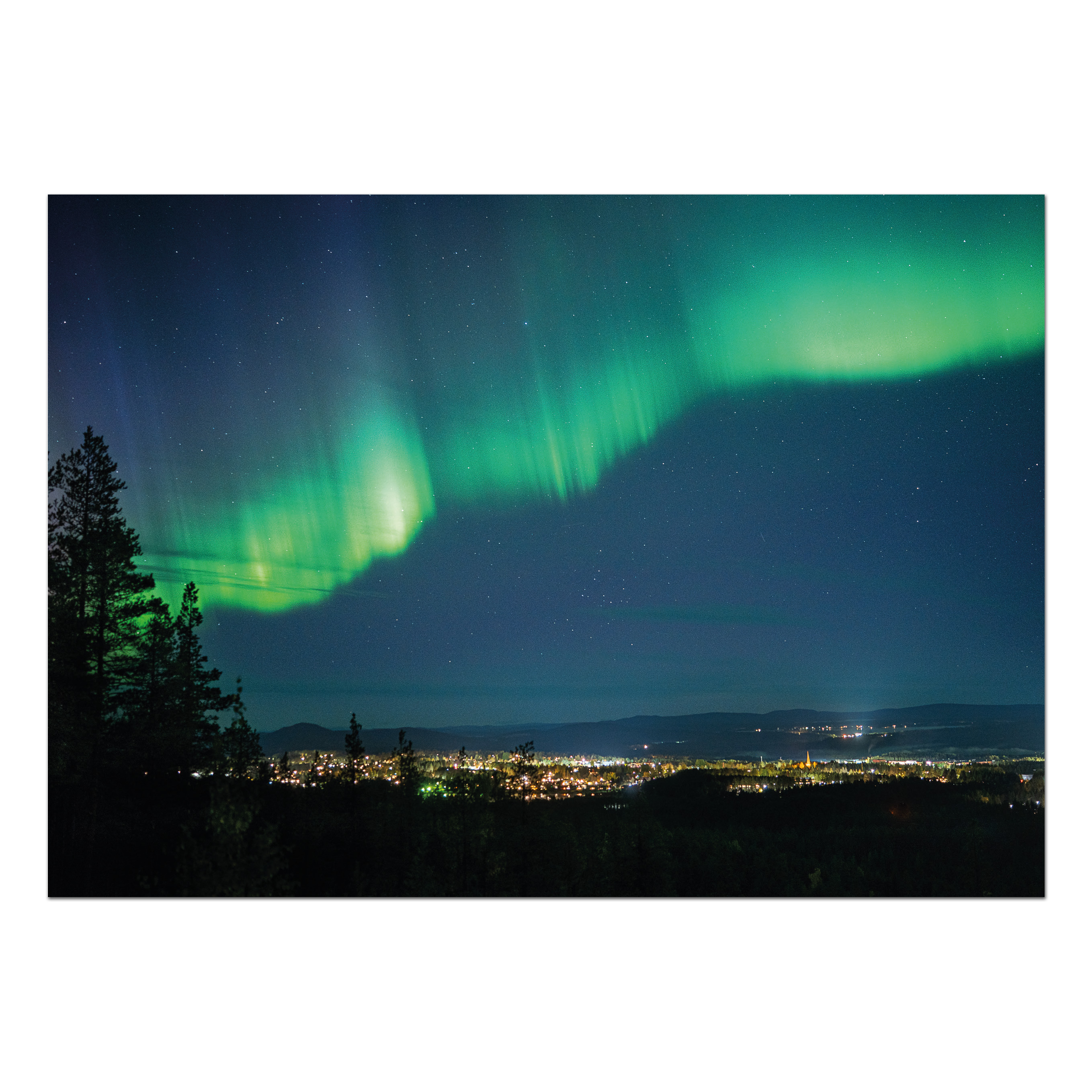 Postcard Northern Lights over Jokkmokk from Storknabben