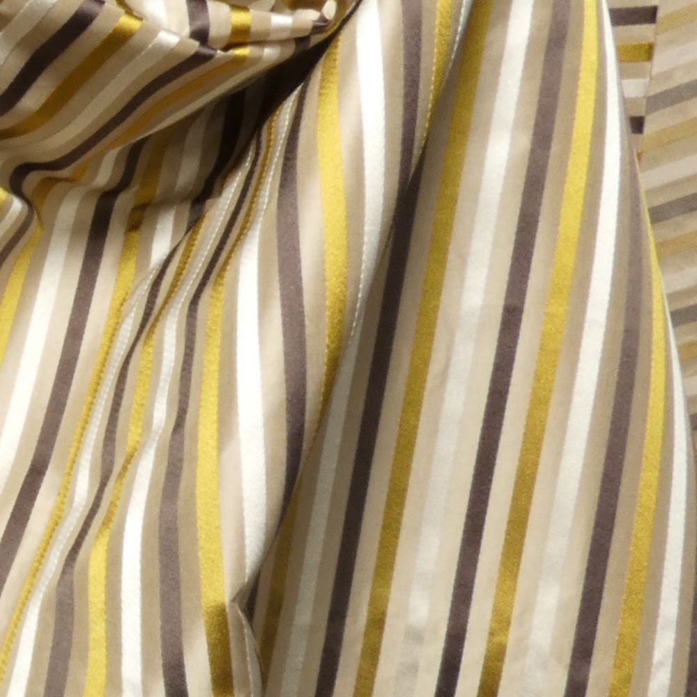 Silk fabric with stripes in light beige gold and brown - 2