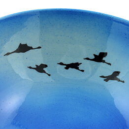 Sven Wejsfelt (1990) Blue Rounded Bowl with Birds Decor 15 cm