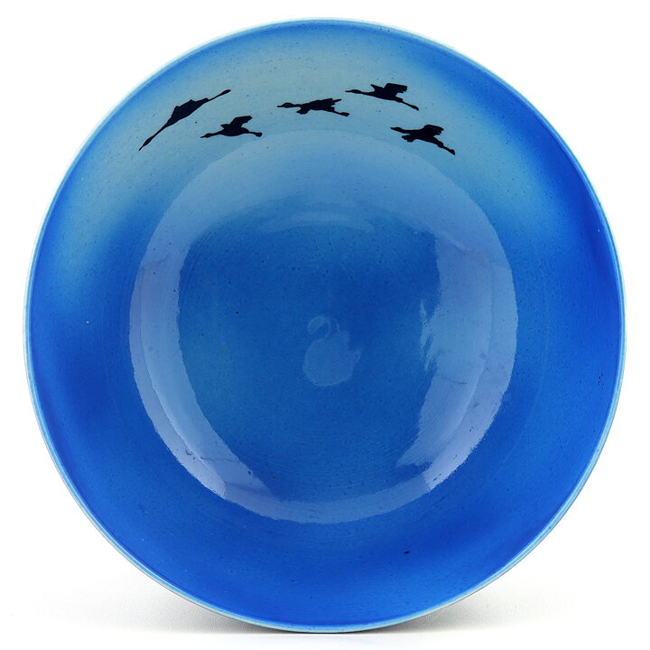 Sven Wejsfelt (1990) Blue Rounded Bowl with Birds Decor 15 cm