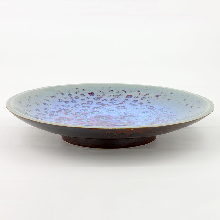 Sven Hofverberg (1960s) Unique Bowl with Mottled Blue Glaze 30 cm