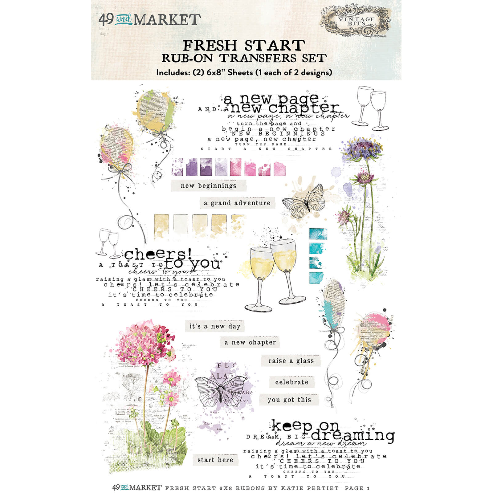 49 And Market - Rub-On Transfer Set 6x8 - Fresh Start