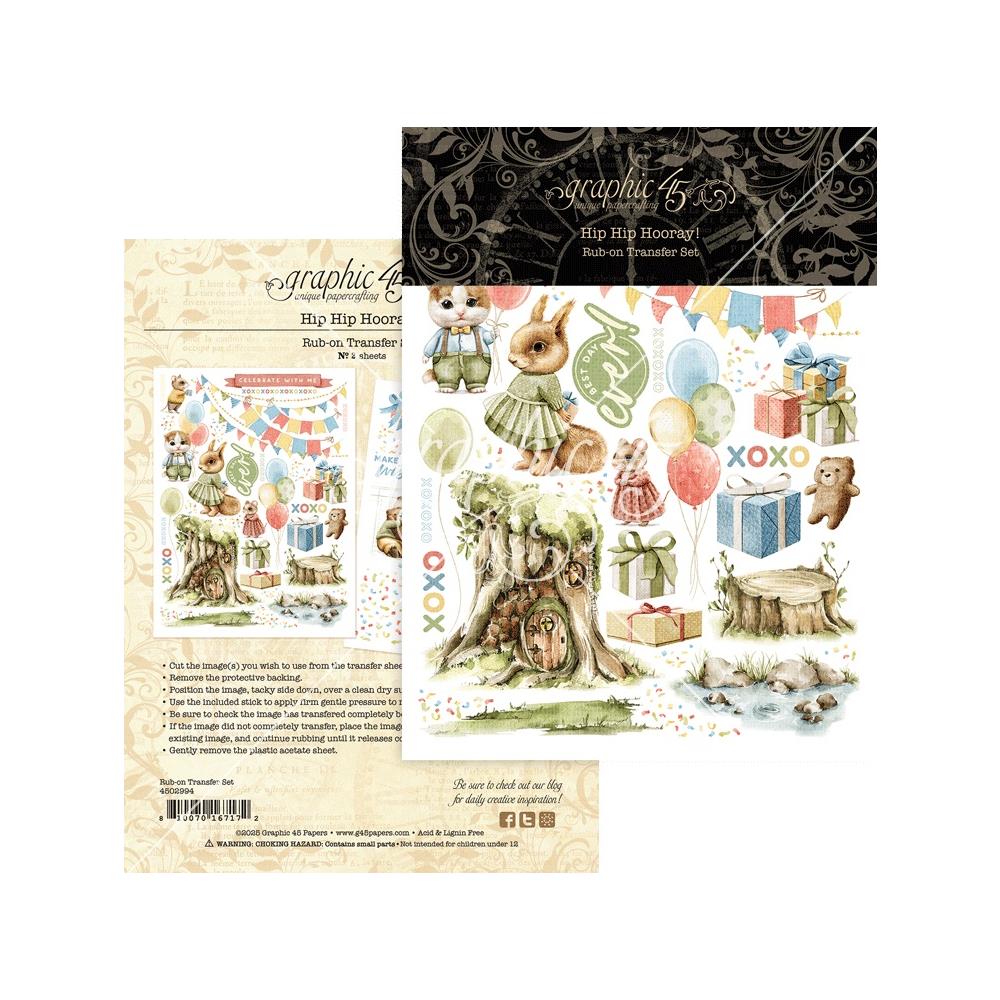 Graphic45 - Rub-On Transfers set - Hip Hip Hooray