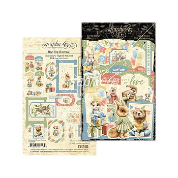 Graphic45 - Die-Cut Assortment - Hip Hip Hooray - Tags & Frames