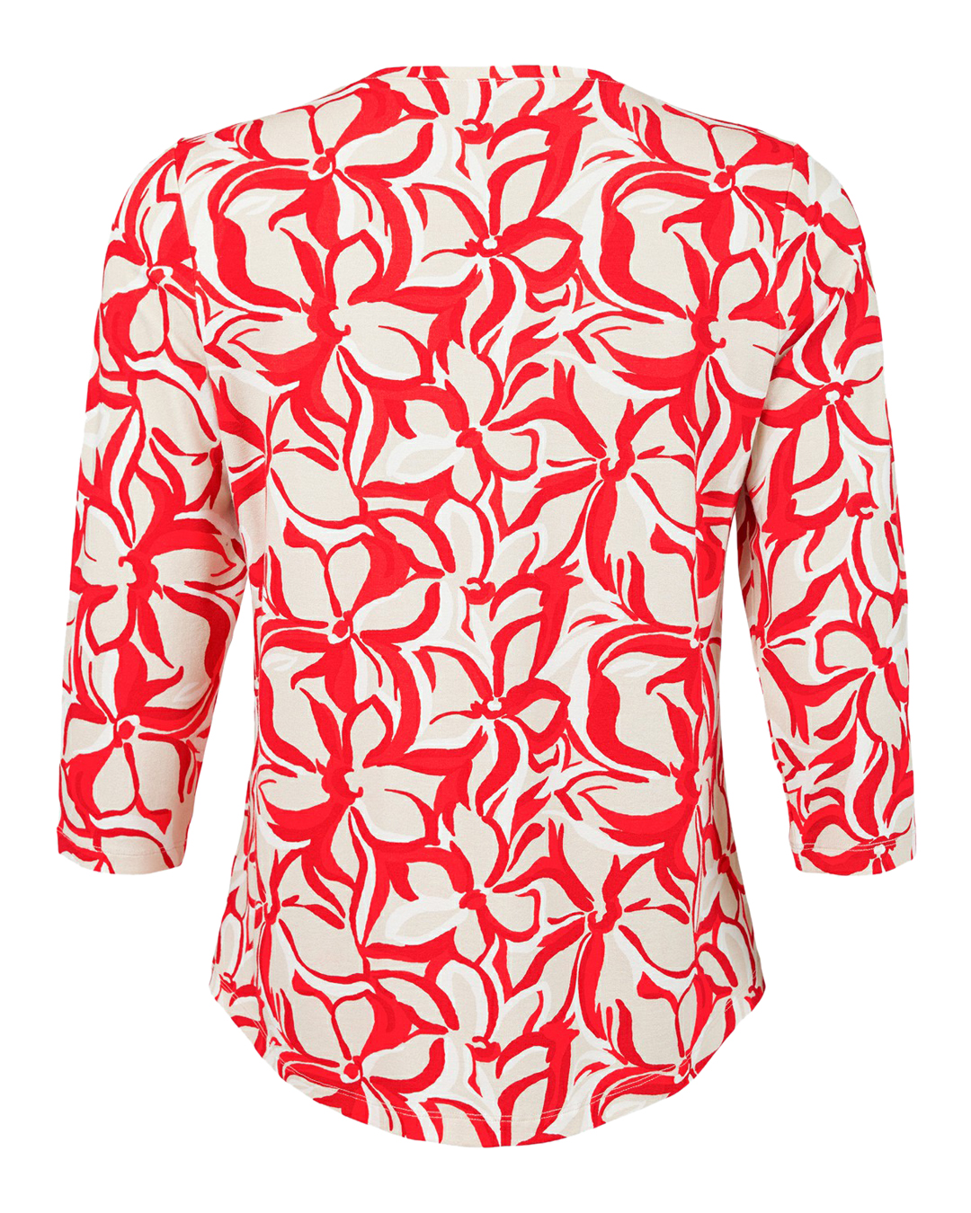 Topp v-ringad blommig röd/beige/vit - 2