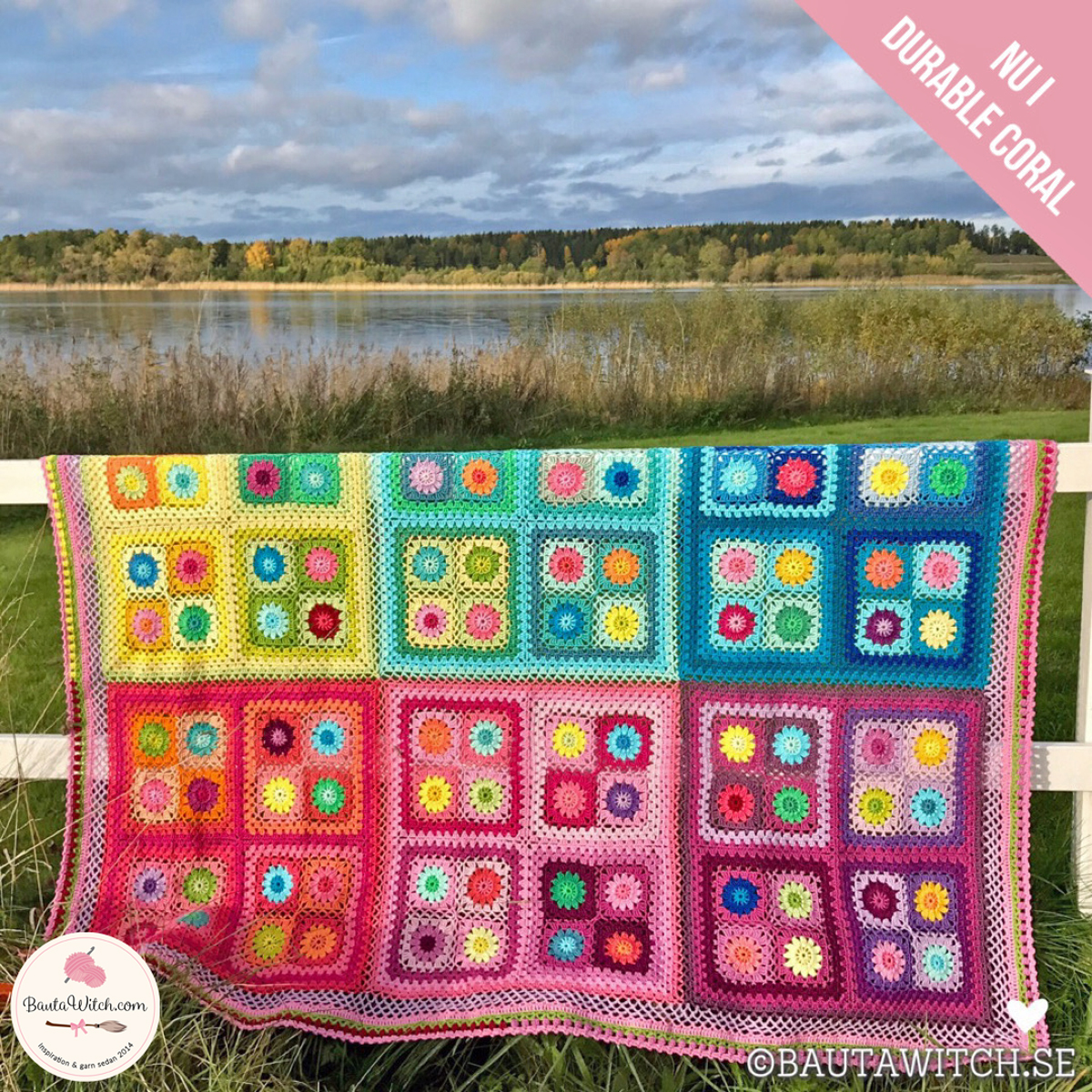 Garnpaket till blomsterängspläd i Durable Coral 112x160cm (51 nystan)